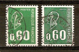 1974 Marianne De Béquet 60c.vert  N°1814 Typo + 1815 Taille Douce - 1971-1976 Marianne Of Béquet