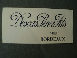 BUVARD DESCAS PERE ET FILS. ANNEES 60 ? VINS BORDEAUX - Liqueur & Bière