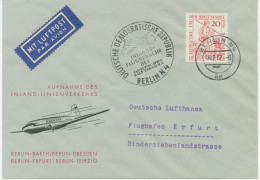 DDR 16.6.1957, Deutsche Lufthansa Ost Erstflug   „BERLIN-OST – ERFURT“ (Hab.2556/HLII25) - Correo Aéreo