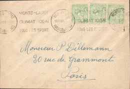 MONACO AFFRANCHISSEMENT COMPOSE SUR LETTRE POUR LA FRANCE 1931 - Lettres & Documents