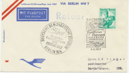 ÖSTERREICH 16.6.1957, Deutsche Lufthansa Ost Erstflug „BERLIN-OST – BARTH“ Selt. MITLÄUFERPOST Aus ÖSTERREICH (Hab.2554/ - Premiers Vols