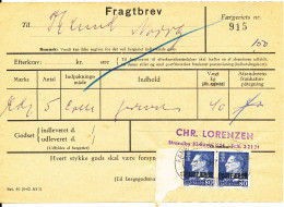 Denmark Post Ferry Waybill Esbjerg - Fanö 1968 - Lettres & Documents