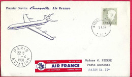 SVERIGE - FIRST CARAVELLE FLIGHT AIR FRANCE FROM STOCKHOLM TO PARIS *1.4.1960* ON OFFICIAL COVER - Brieven En Documenten