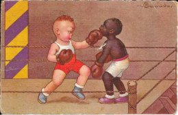 Illustration E. Colombo - Enfants: Match De Boxe Noir Et Blanc - Carte Ultra N° 2254 - Colombo, E.