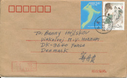 P. R. Of China Cover Sent Air Mail To Denmark 29-7-2002 Topic Stamps - Cartas & Documentos