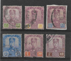 MALAYA - JOHORE 1922 - 1941 VALUES TO 40c SG 109, 112, 113, 114, 117, 118 FINE USED Cat £53+ - Johore