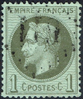 YT N° 25 Empire Dentelé 1 C Vert Bronze - Obli. Losange GC 611 Brest - Sup+++ - 1863-1870 Napoléon III Lauré