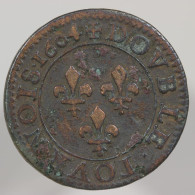 France, Henri IIII, Double Tournois, 1604, A - Paris, Cuivre (Copper) - 1589-1610 Henri IV Le Vert-Galant