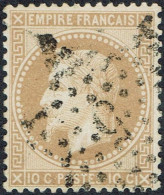 YT N°28A Empire Dentelé 10c Bistre Type I - Obli. Etoile 5 - 1863-1870 Napoléon III Lauré