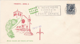 ITALIA - TRIESTE - ZONA A ( AMG FTT)  - BUSTA FDC - ARRIVO DELLE TRUPPE -  STORIA POSTALE  - 1954 - Marcophilia