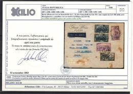 REPUBBLICA RISORGIMENTO RARA BUSTA TRE PORTI DA MILANO A RIO DE JANEIRO CERT. CILIO - 1961-70: Storia Postale