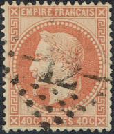 YT N° 31 Empire Dentelé 40 C Orange - Obli. Losange GC 12 - 1863-1870 Napoléon III Lauré