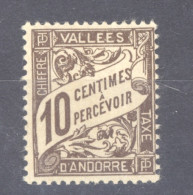 Andorre  -  Taxes  :  Yv  18  * - Unused Stamps