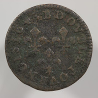 RARE - France, Louis XIII (Légende Latine), Double Tournois, 1643, B - Pont De L'Arche, Cuivre (Copper), CGKL# 516 - 1610-1643 Lodewijk XIII Van Frankrijk De Rechtvaardige