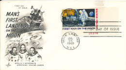 USA FDC Man's First Landing On The Moon 20-7-1969 With Art Craft Cachet - 1961-1970