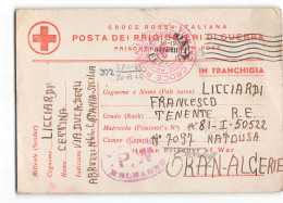 AG2481 RED CROSS POW POST  FRANCHIGIA - CATANIA To CAMP 7097 NATOUSA ORAN ALGERIE - Anglo-american Occ.: Sicily