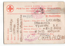AG2481 RED CROSS POW POST  FRANCHIGIA - CATANIA To CAMP 7097 NATOUSA ORAN ALGERIE - Britisch-am. Bes.: Sizilien