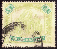 FEDERATED MALAY STATES FMS 1907 $1 Wmk.MCA Sc#34 -USED Partial SERemban CDS @TE102 - Federated Malay States