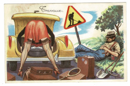 Illustrator Illustrateur Humor Humour CPA Louis Carriere Position Indiscrete Voiture En Panne Autopech Femme Sexy Fesses - Carrière, Louis