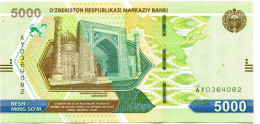 5000 Som 2021 Neuf 3 Euros - Ouzbékistan