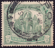FEDERATED MALAY STATES FMS 1907 $1 Wmk.MCA Sc#34 -USED IPOH Cancel @TE185 - Federated Malay States