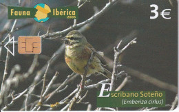 P-594 TARJETA DE ESPAÑA DEL ESCRIBANO SOTEÑO FAUNA IBERICA (BIRD-PAJARO) - Emissions Privées