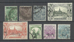 BIRMA BURMA 1937-1957, Small Lot Of 8 Stamps, Used - Birmanie (...-1947)