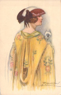 Illustrateur - Mauzan - Femme Avec Un Chien - Chapeau Avec Noeud Et Ruban - Mode - Carte Postale Ancienne - Mauzan, L.A.