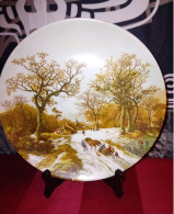 ASSIETTE DECORATIVE PAYSAGE DE CAMPAGNE SOUS LA NEIGE 1984 PORCELAINE ROYAL TER STEEGE BV HOLLAND - Other & Unclassified