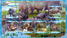 CHCT25 - Hippos, Fauna, Stamp Mini Sheet, Used CTO, 2021, Burkina Faso - Burkina Faso (1984-...)
