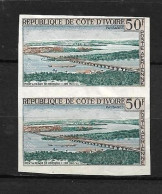 COTE D'IVOIRE 1963 PAIRE PONT DE MOUSSOU  NON DENTELE   YVERT N°A26 NEUF MNH** - Côte D'Ivoire (1960-...)