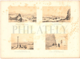 1837, LABORDE: "VOYAGE DE LA SYRIE" LITOGRAPH PLATE #50. ARCHAEOLOGY / MIDDLE EAST / SYRIA / JORDAN / TIBERIAS / KESSOUE - Arqueología