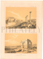 1837, LABORDE: "VOYAGE DE LA SYRIE" LITOGRAPH PLATE #52. ARCHAEOLOGY / MIDDLE EAST / SYRIA / CHOBA / RUINED TEMPLE - Archeologie