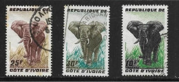 COTE D'IVOIRE 1959 ELEPHANT YVERT N°177/79  OBLITERES - Côte D'Ivoire (1960-...)