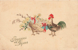 ILLUSTRATION - Un Coq Et Une Poule Avec Des œufs De Pâques - Colorisé - Carte Postale Ancienne - Unclassified