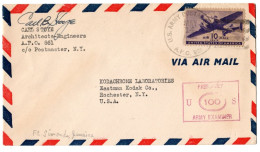 (R137) SCOTT # C 27 - Kodakhrome Laboratories  Eastman Kodak Co - Rochester N.Y. - Army Examiner - A.P.O. 861 - 1941. - 2c. 1941-1960 Brieven