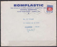 OYONNAX  Lettre Pub  " ROMPLASTIC " Le 26 8 1965  Avec Blason Paris 30c - Briefe U. Dokumente