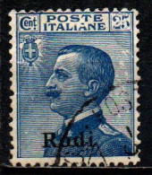 ITALIA - RODI - 1912 - EFFIGIE DEL RE VITTORIO EMANUELE III CON SOVRASTAMPA - 25 CENT . MICHETTI - USATO - Egée (Rodi)