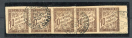 !!! TAXES DES COLO GENERALES BANDE DE 5 DU 10C OBLITEREE KOMPONG CHANG - CAMBODGE - Taxe