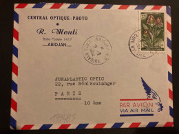 LETTRE Par Avion Pour La FRANCE TP EULOPHIA CUCULLATA 25F OBL.18-2 1962 ABIDJAN RP + CENTRAL OPTIQUE PHOTO R MONTI - Côte D'Ivoire (1960-...)