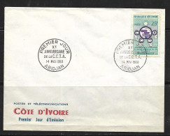 COTE D'IVOIRE 1960 Xe Anniversaire De La C.C.T.A. - Postes Et Télécommunication - 14 Mai 1960 FDC  YVERT N°190 - Côte D'Ivoire (1960-...)