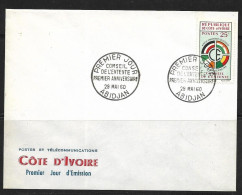 COTE D'IVOIRE 1960  CONSEIL DE L'ENTENTE  FDC DU 29 MAI 1960 YVERT N°191 - Côte D'Ivoire (1960-...)