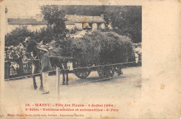 CPA 52 WASSY / FETE DES FLEURS / 4 JUILLET 1909 / VOITURES ATTELEES ET AUTOMOBILES - Autres & Non Classés