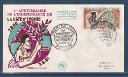 Cote D'Ivoire - Premier Jour - FDC - Anniversaire De L'indépendance - 1961 - Côte D'Ivoire (1960-...)