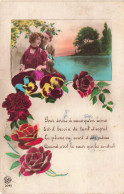 COUPLE - Pour écrire à Ceux Qu'on Aime - Colorisé -  Carte Postale Ancienne - Parejas