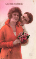 COUPLE - La Sincérité Est Bien Qu'une Fleur - Est Don Agréable Et Touche Le Coeur -  Colorisé - Carte Postale Ancienne - Paare