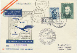 ÖSTERREICH 16.5.1955, Erstflug Deutsche Lufthansa – Aufnahme Des Europaverkehrs Mit Convair CV-340 „MÜNCHEN – LONDON“ - Erst- U. Sonderflugbriefe