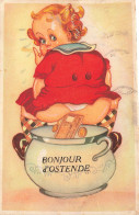 Fantaisies - Carte Système - Bonjour D'Ostende - Enfant Sur Le Pot - Carte Postale Ancienne - Dreh- Und Zugkarten