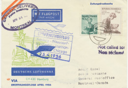 ÖSTERREICH 1956 Erstflug Deutsche Lufthansa Mit Superconstellation über Shannon/Irland Nach Kanada  “HAMBURG – MONTREAL - Primeros Vuelos