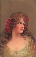 Illustrateur - Jeune Femme Avec Des Coquelicots Dans Les Cheveux - Carte Postale Ancienne - Sin Clasificación